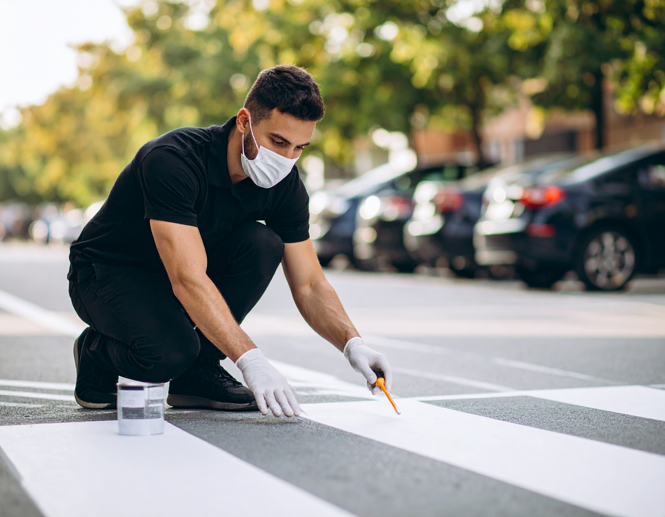 Firefly_Now create a similar photo of a guy in a black polo doing some paint touch ups in the 336839
